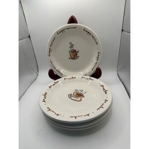Pottery Barn Outlet Mocha Cappuccino Coffee Appetizer Dessert Plates Set‎ of 4